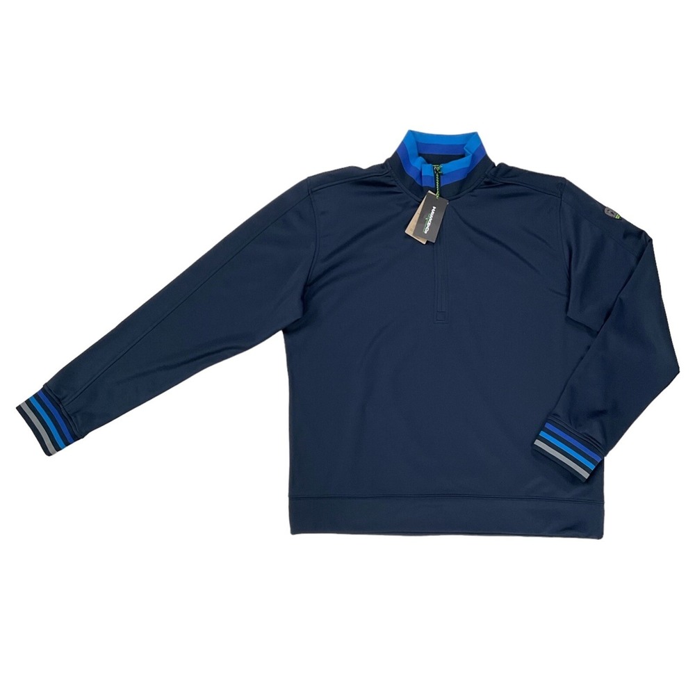 Hawke & Co Sweatshirt Men Medium Blue Long Sleeve 1/4 Zip Fleece Golf NWT